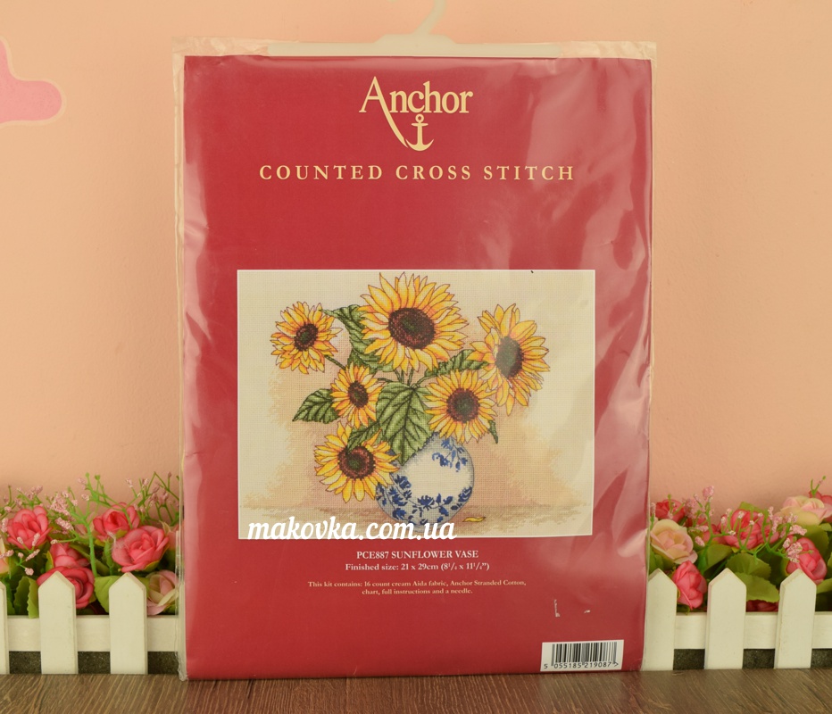 PCE887 Ваза с подсолнухами (Sunflower Vase) ANCHOR набор для вышивания