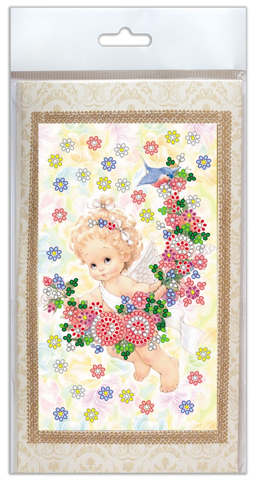 Набор для вышивания открытки Подарок ангелочка, АО-140, Абрис Арт