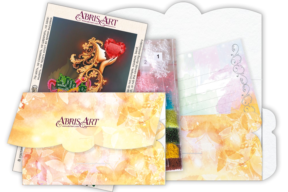 Набор для вышивания Открытка-конверт АОМ-011 Бархат розы, микробисер, Абрис Арт