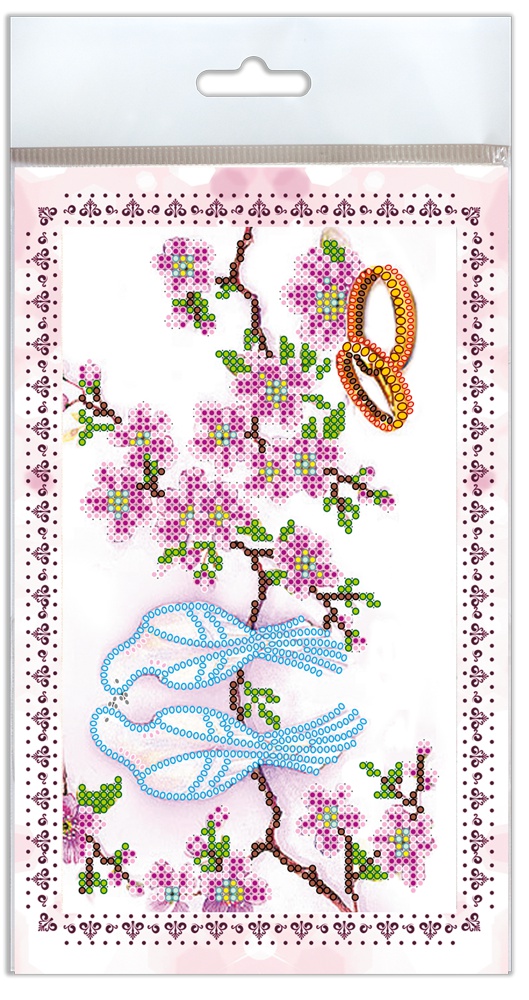 Набор для вышивания  Открытка-конверт АОМ-012 Свадебные птицы, микробисер, Абрис Арт