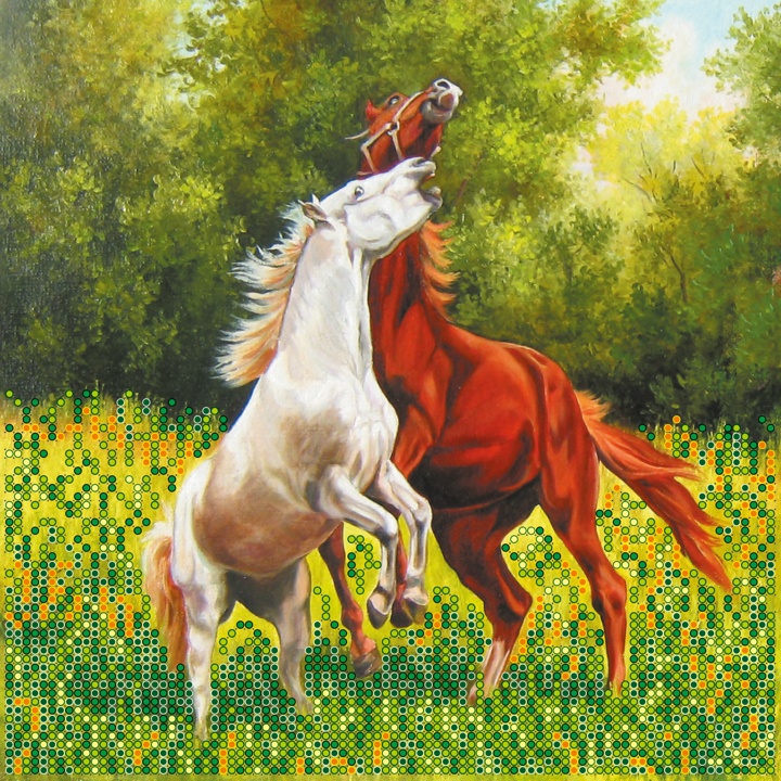 Схема (рисунок) на холсте для вышивания бисером Танец любви (лошади), АС-444, Абрис Арт