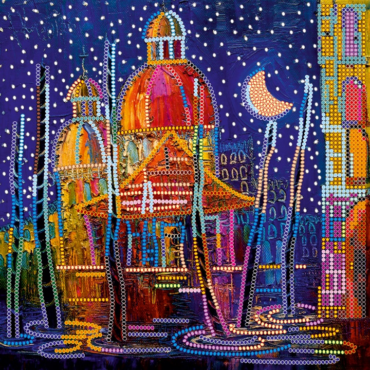 Схема (рисунок) на холсте  В ночи, АС-472, Абрис Арт