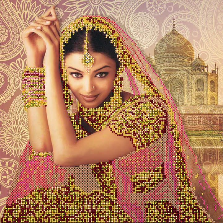 Схема (рисунок) на холсте для вышивки бисером Цветок Индии, АС-142,  Абрис Арт