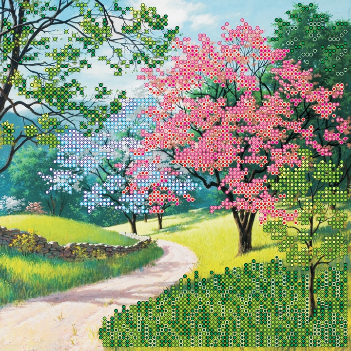 Схема (рисунок) на холсте Цветущий парк, АС-418, Абрис Арт