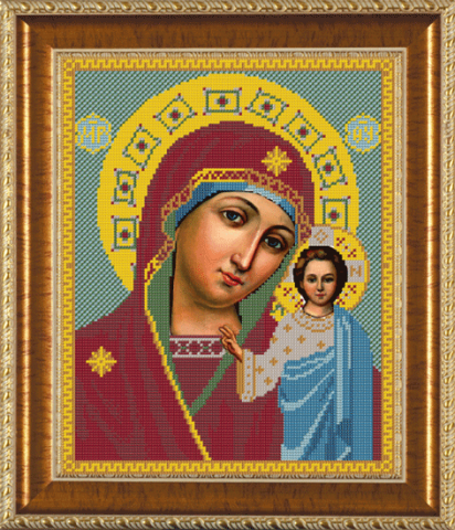 Богородица Казанская  вышивка бисером нова слобода
