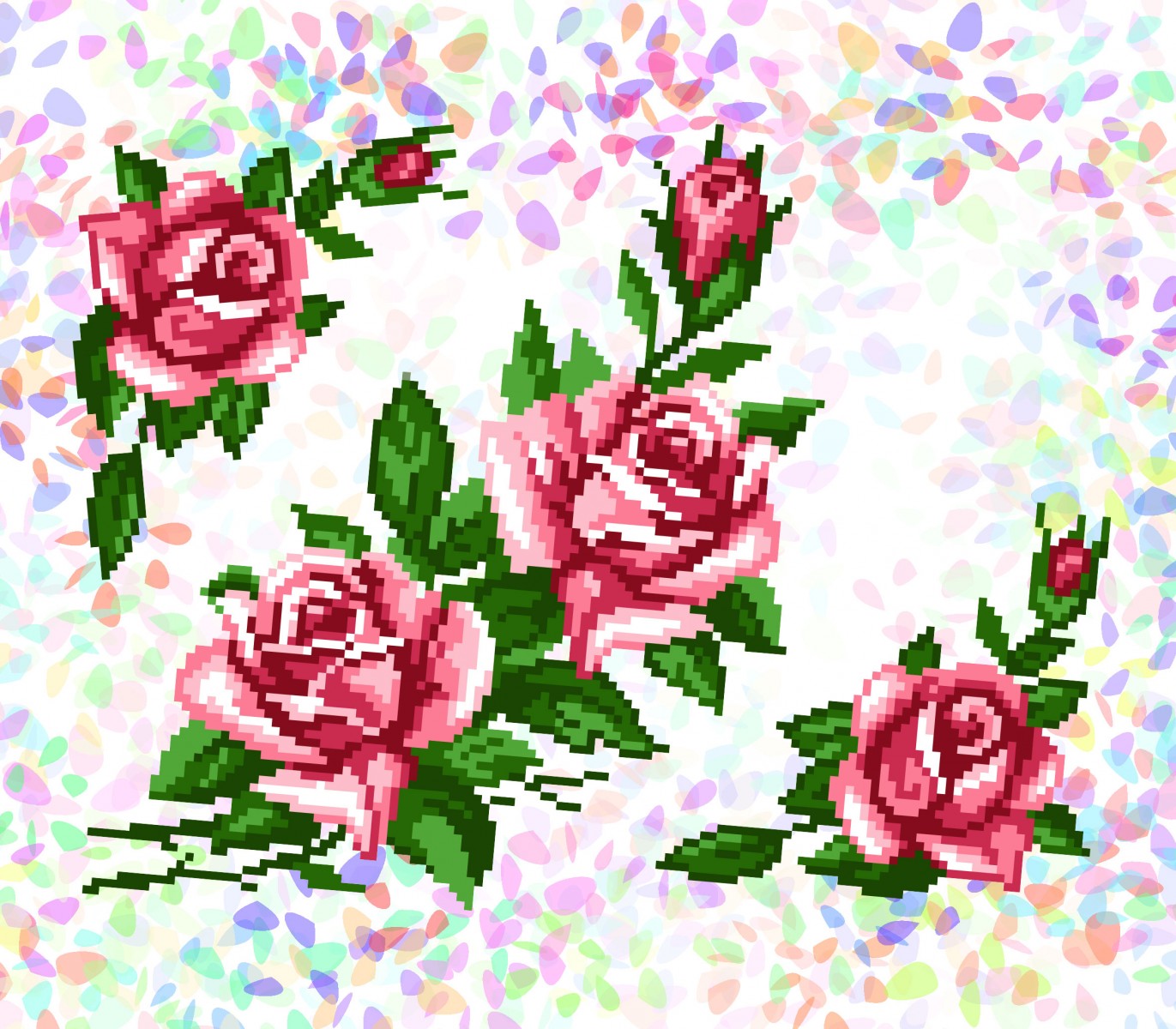 Флизелин водорастворимый с рисунком Розы (3), 20х30 см, К 211 Confetti 