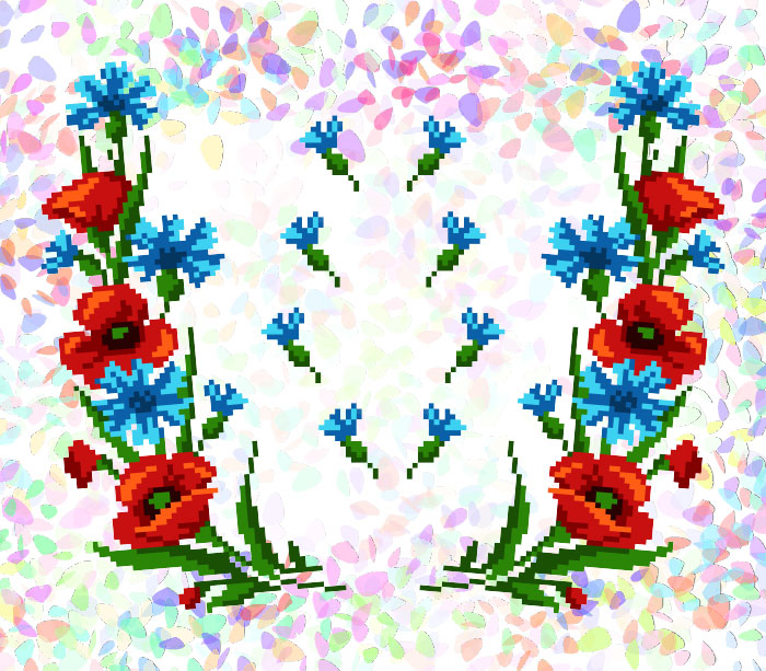 Флизелин водорастворимый с рисунком Маки и васильки, 20х30 см, К 218 Confetti 