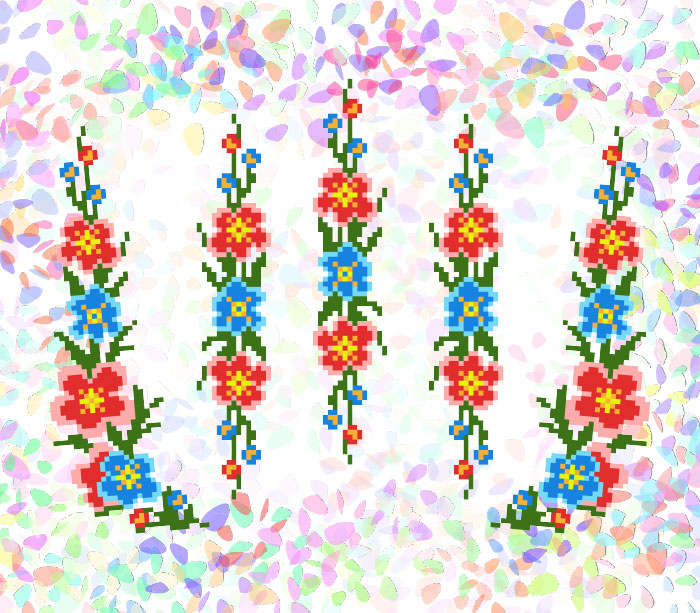 Флизелин водорастворимый с рисунком Мальвы, 20х30 см, К 219 Confetti 