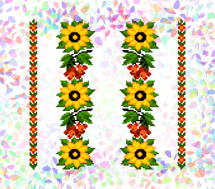Флизелин водорастворимый с рисунком Подсолнух и калина (4 фраг.) 20х30см, К 256 Confetti