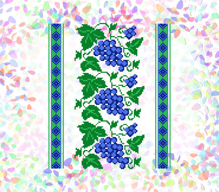 Флизелин водорастворимый с рисунком Виноград, 20х30 см, К 257 Confetti 
