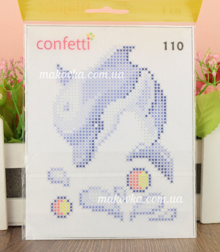 Флизелин водорастворимый с рисунком К-110 Дельфин 10х15см, Confetti