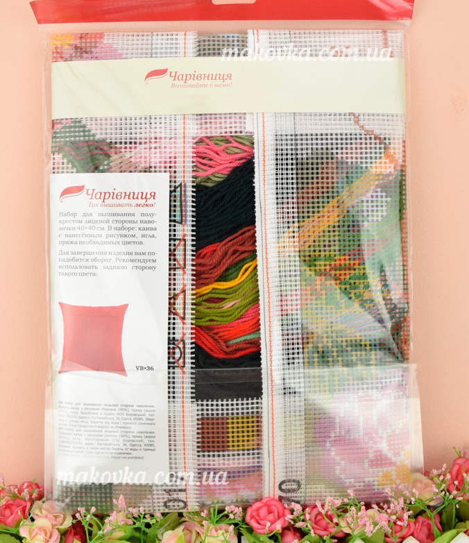 Набор для вышивания подушки полу-крестиком Ночные цветы, V-170, ТМ Чаривныця 