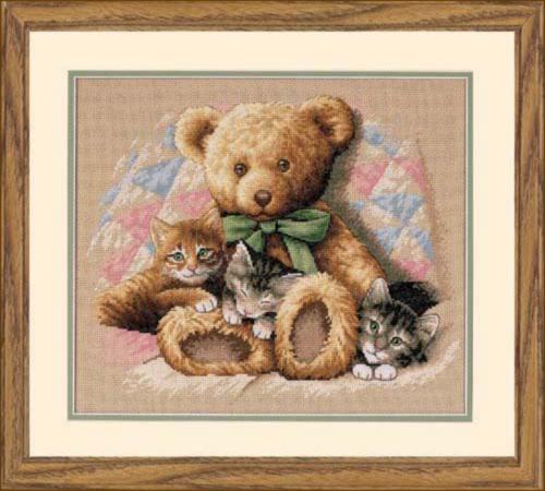 35236 Teddy & Kittens / Тедди и котята, вышивка нитками DIMENSIONS