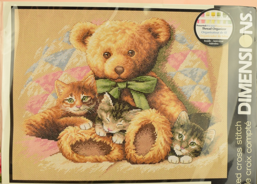 35236 Teddy & Kittens / Тедди и котята, вышивка нитками DIMENSIONS