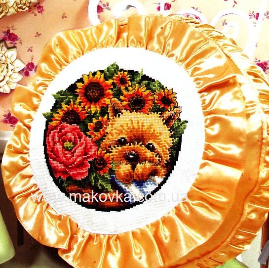 Набор для вышивания Щенок среди цветов 261016