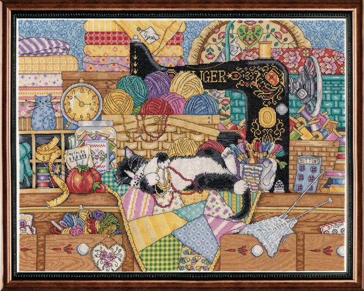2863 Kitty Sewing Lesson (Урок шитья), набор для вышивания