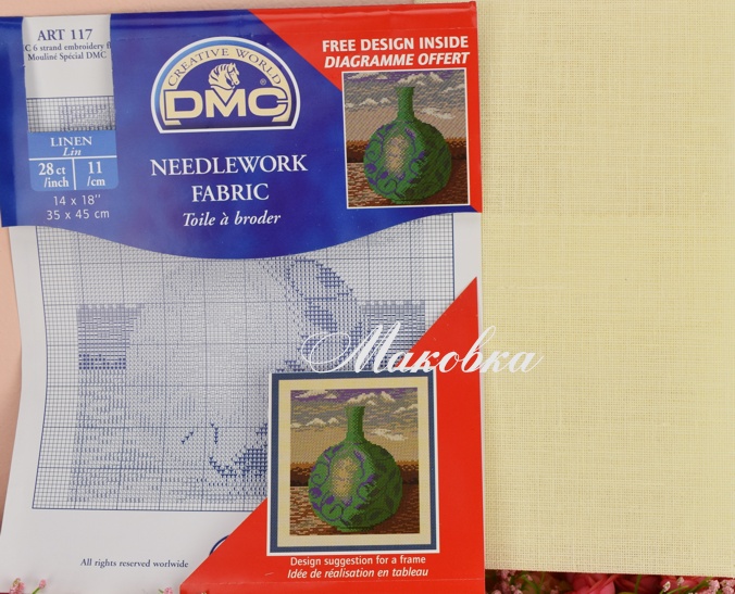 Льняное полотно для вышивания, Лен, 35х45 см, DMC  DC47-712 цвет 712