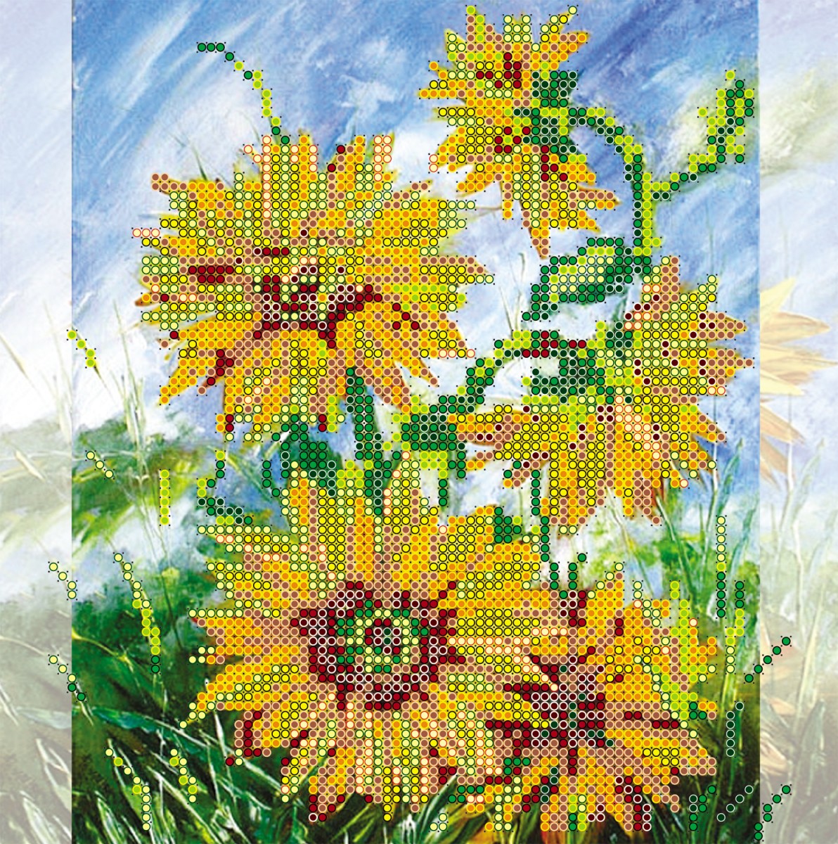 Схема (рисунок) на холсте Солнечные цветы, АС-089, Абрис Арт