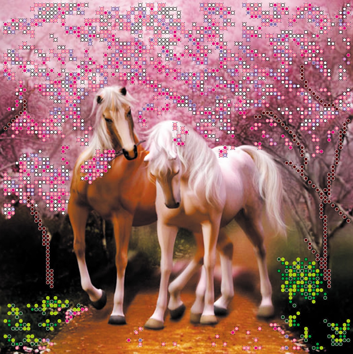 Схема (рисунок) на холсте Влюбленные лошадки, АС-093, Абрис Арт
