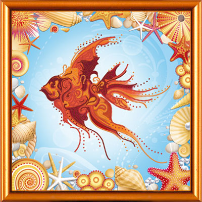 Рисунок на ткани Золотая рыбка, 20х20 см, БИС 2248, Нова Слобода