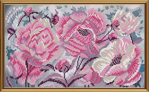 Рисунок на ткани Розовые пионы, 34х20 см, БИС 3267, Нова Слобода