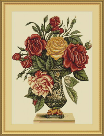 B314 Ваза с розами  набор для вышивания