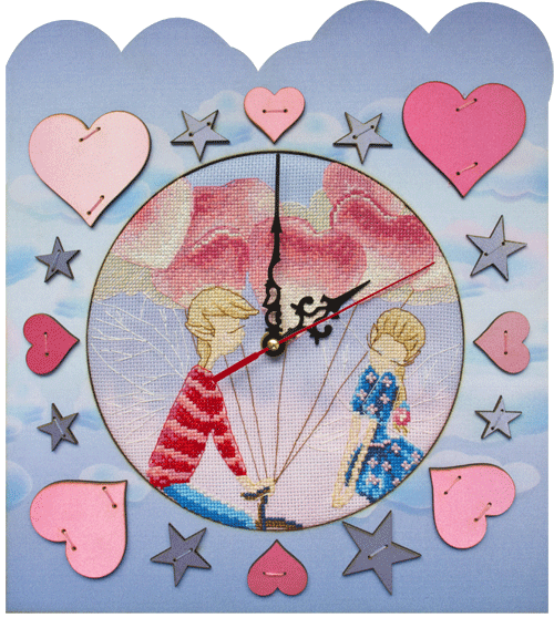 Набор для вышивания Часы с рамкой Время любви РТ6512, креативное рукоделие, Нова слобода