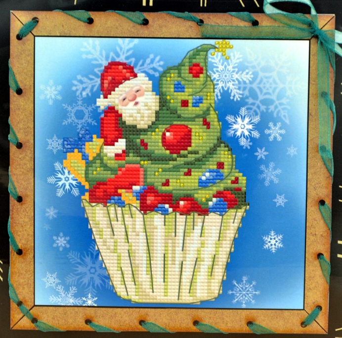 Набор креативное рукоделие Рождественское пирожное, вышивка и открытка ОР7508, Нова Слобода