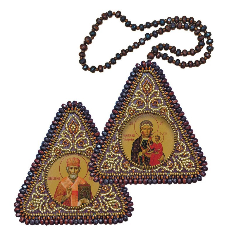 Икона оберег в дорогу ВХ1035 Богородица Одигитрия и Св. Николай Чудотворец, Нова Слобода