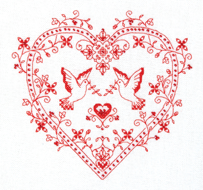 Набор для вышивания нитками Сердце с голубями, со-1403, Панна