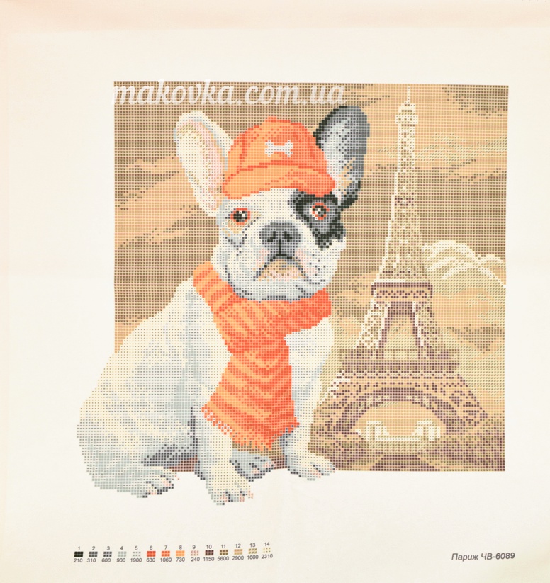 Рисунок на ткани Париж (Французский бульдог) ЧВ-6089 (10бис) , Бісерок