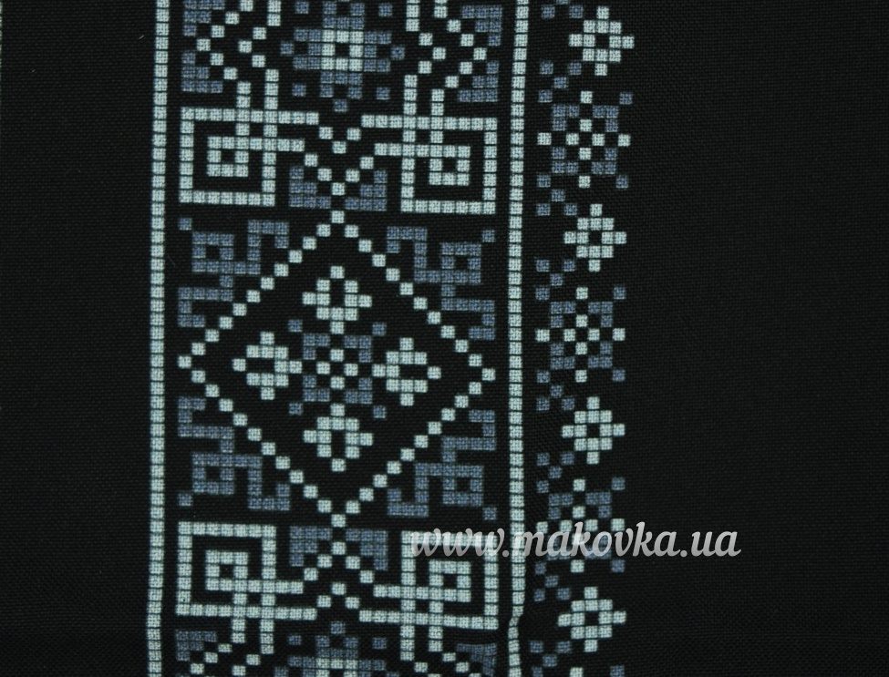 ЧК-506 Черная с серым орнаментом Вставка с рисунком для вышивки Мужской сорочки , Бісерок