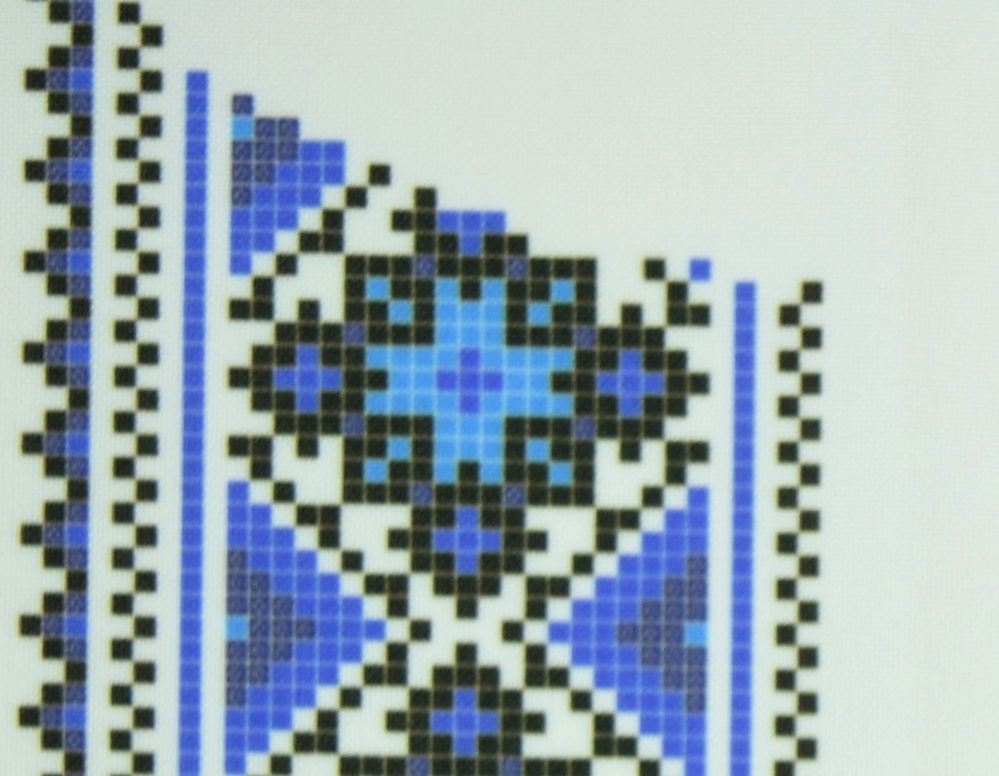 ЧБ-546-г Сине-голубой орнамент Вставка с рисунком для вышивки Мужской сорочки , Бисерок