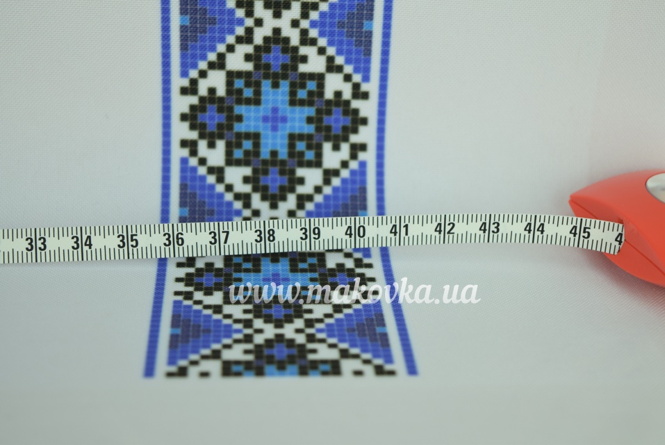 ЧБ-546-г Сине-голубой орнамент Вставка с рисунком для вышивки Мужской сорочки , Бісерок