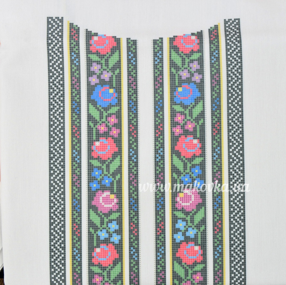 Б173-ДМ Блуза Борщивськая мозаика, Бисерок, заготовка для вышивки белая домотканная