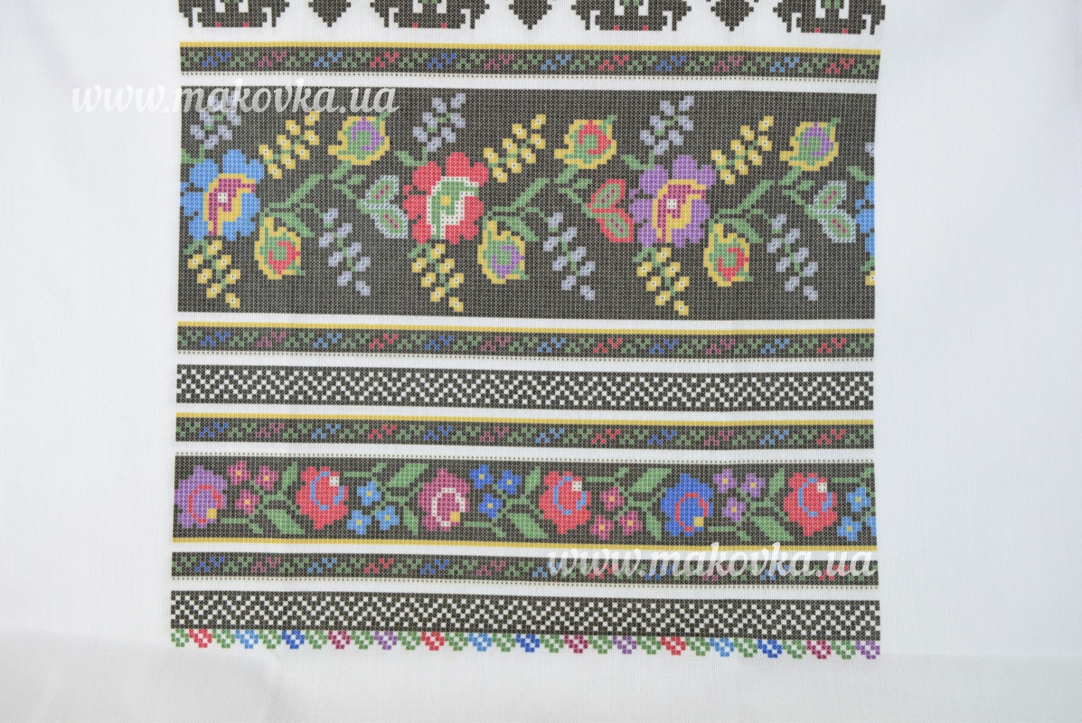 Б173-ДМ Блуза Борщивськая мозаика, Бісерок, заготовка для вышивки белая домотканная