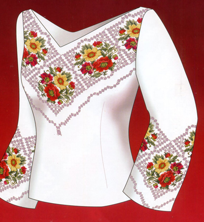 Схема + выкройка, женская блуза, Волшебные цветы, 2504, Диана +