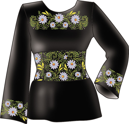 Схема + выкройка, блуза женская Ромашки, 2603, Диана +
