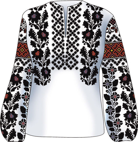 Схема + выкройка, женская блуза Борщивские мотивы, 2801, Диана +