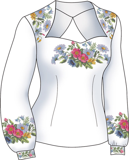 Схема + выкройка, женская блуза Пастораль, 2804, Диана +