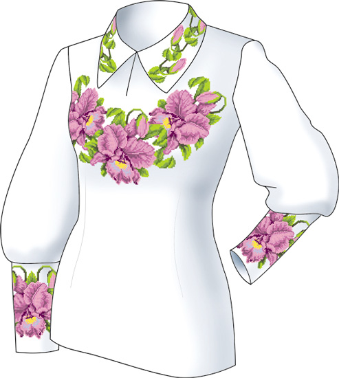 Схема + выкройка, женская блуза Орхидеи, 2810, Диана +