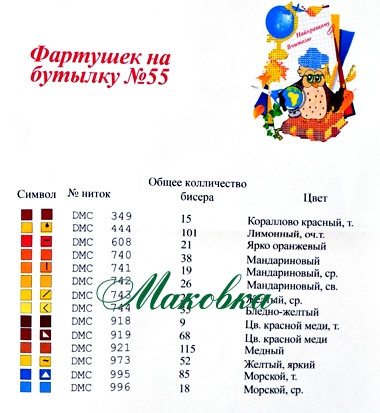 Фартук на бутылку №55 Найкращому Вчителю, мудрая cова, ТМ Красуня