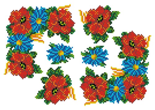 Флизелин водорастворимый КФО-4004 Маки и васильки, А-4, Каролинка