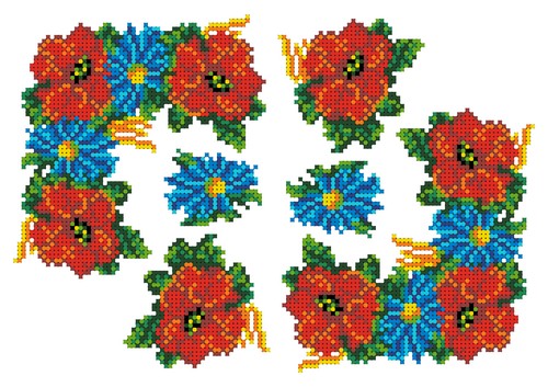 Флизелин водорастворимый КФО-4004 Маки и васильки, А-4, Каролинка