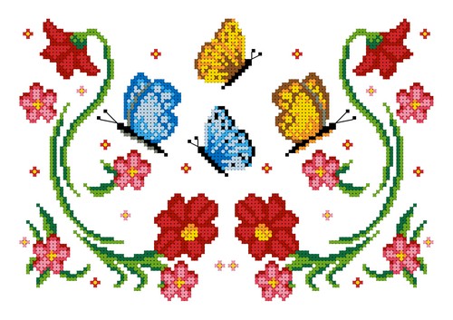 Флизелин водорастворимый КФО-4005 Цветы и бабочки, А-4, Каролинка