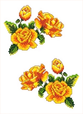 Флизелин водорастворимый 4017 Желтые розы, А-4, Каролинка