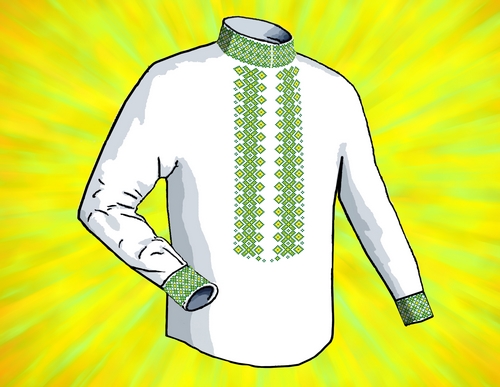 Флизелин водорастворимый КБФ-10 сорочка мужская Зеленый Орнамент, Каролинка