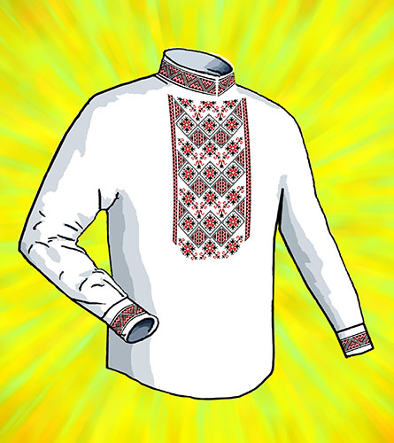 Флизелин водорастворимый КБФ-21 сорочка мужская Орнамент ромб, Каролинка