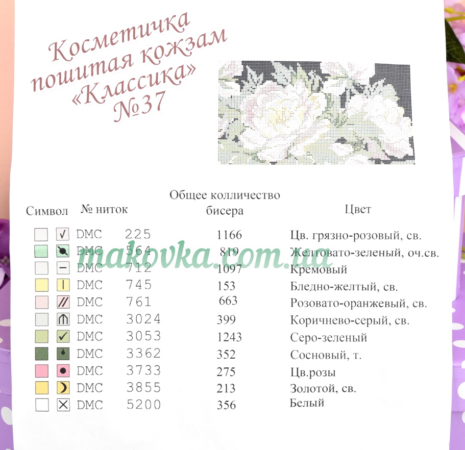 Косметичка пошитая кожзам №37, черная, Пионовые розы, ТМ Красуня