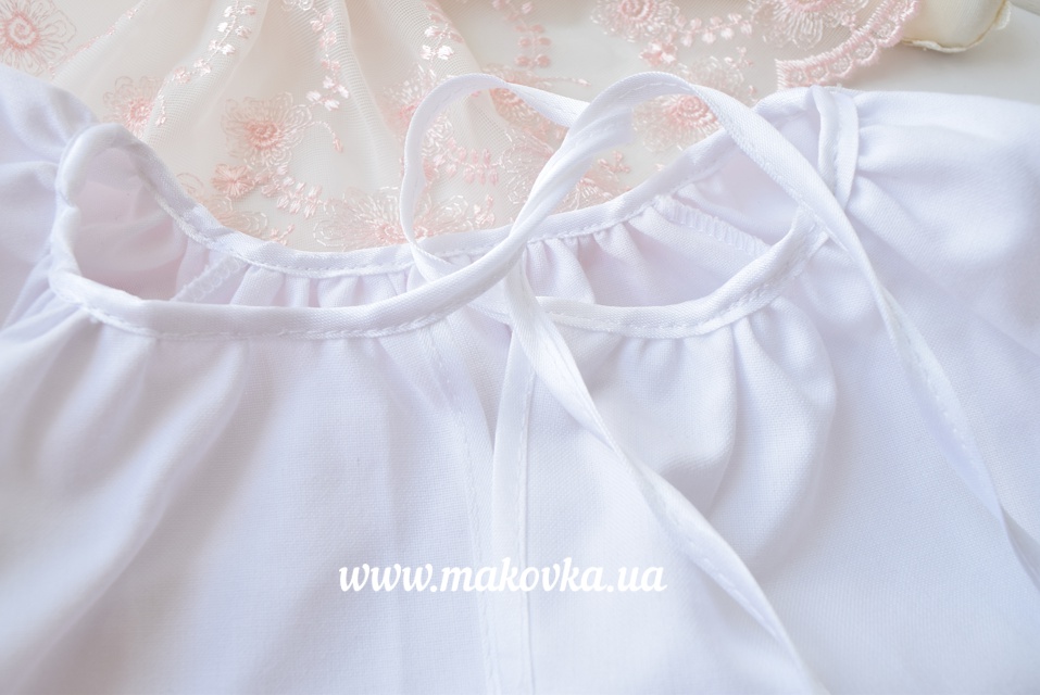 Блуза детская Реглан №2 Розы и барвинок, белая, домотканая, короткий рукав, ТМ Красуня